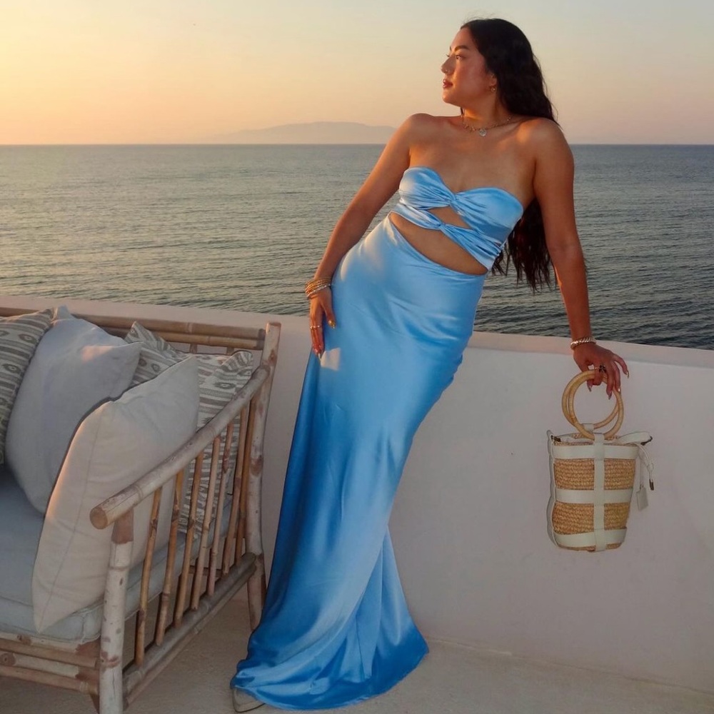 Peppermayo Exclusive - Tianna Strapless Maxi Dress - Ice Blue- US 8/UK 12/ EU 40
